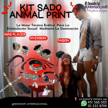 KIT DE DOMINACION-10 PIEZAS-CUERO ANIMAL PRINT-SEXSHOP PTE PIEDRA